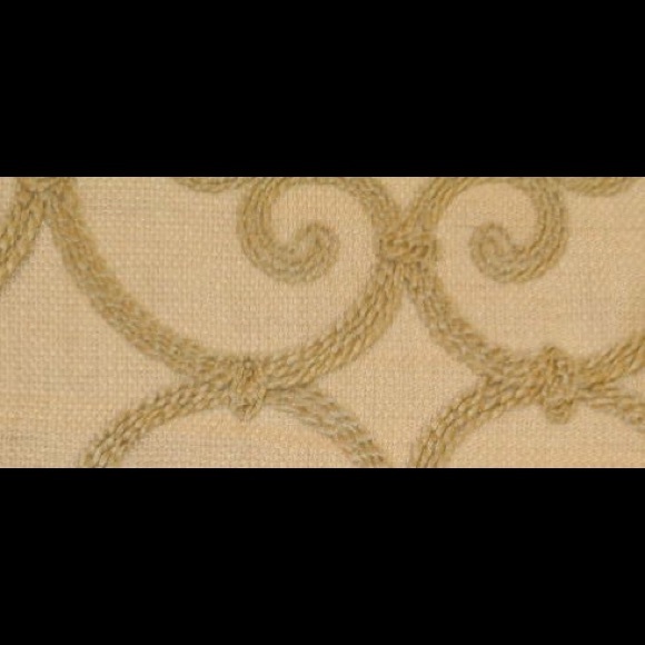 Embroidered Crewel Drapery Lieden Gold Fabric - Picture 3 of 4